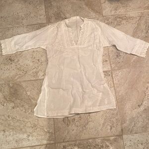 Small white beach/pool cover up with floral details